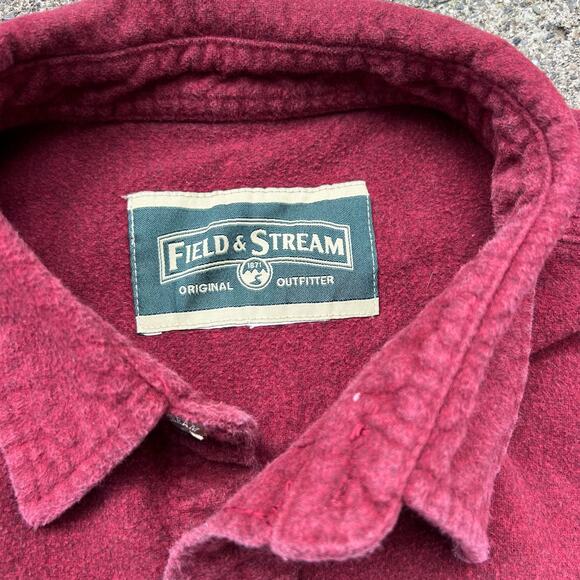 Vintage Field and Stream Brick Red Flannel Button Up Shirt Shacket XXL - Picture 2 of 7